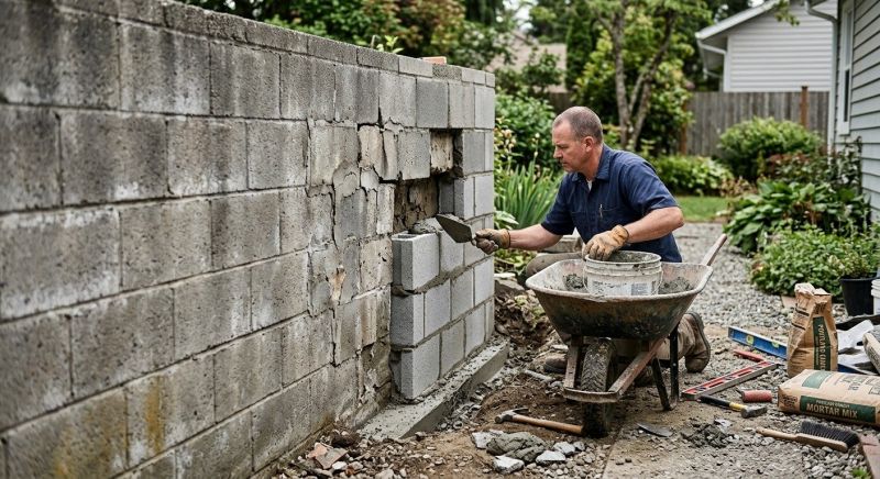 Cinder Block Wall Repair in Irving, TX