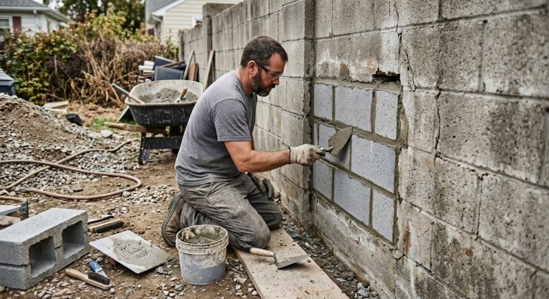 Cinder Block Wall Repair in Kaufman County, TX