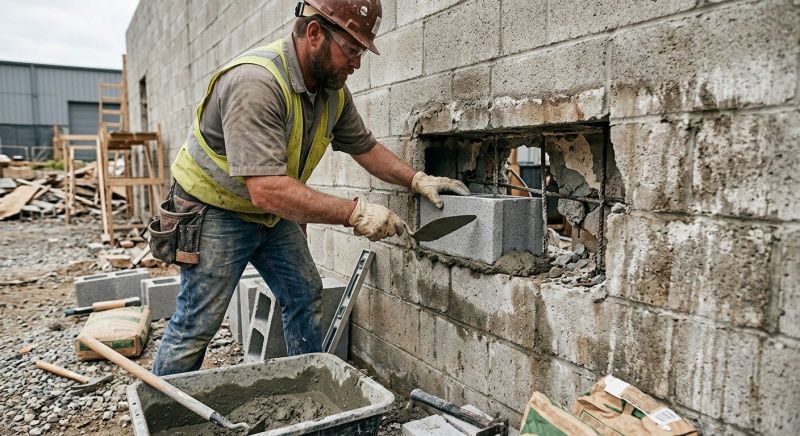 Cinder Block Wall Repair in Richardson, TX